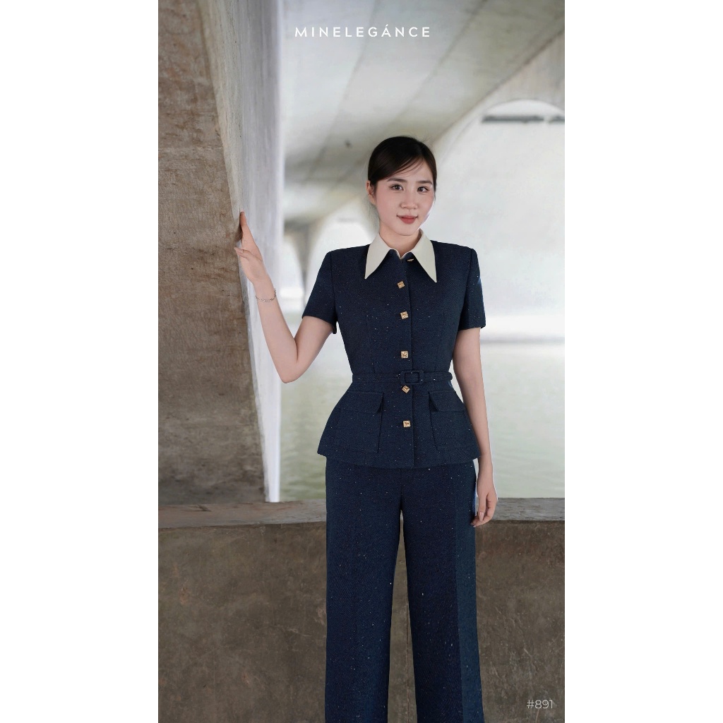 MINELEGÁNCE | SET CỔ ĐỨC QUẦN ỐNG ĐỨNG CÔNG SỞ, SANG TRỌNG - MIN891