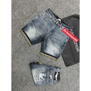 uần short jean nam họa tiết loang cao cấp – 2 màu đậm & nhạt cá tính