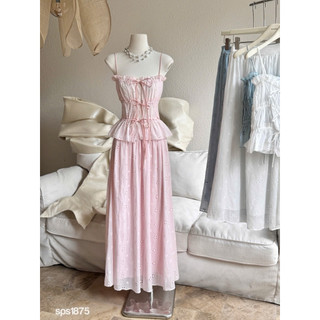 Đầm Maxi 2 Dây Dáng Dài Style Nàng Thơ, Váy Boho Đục Lỗ Tôn Dáng Che Khuyết Điểm Màu Trắng/Hồng/Xanh Chuẩn Hình