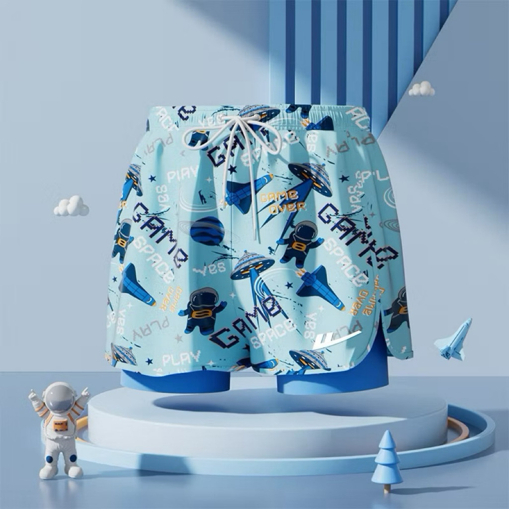 Quần bơi 2 lớp cho bé trai sz 15-60kg, đồ bơi bé trai có dây rút