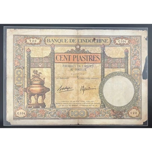 Đông Dương 100 Piaste 1936- 1939 - Bộ lư chữ ký 4 VG