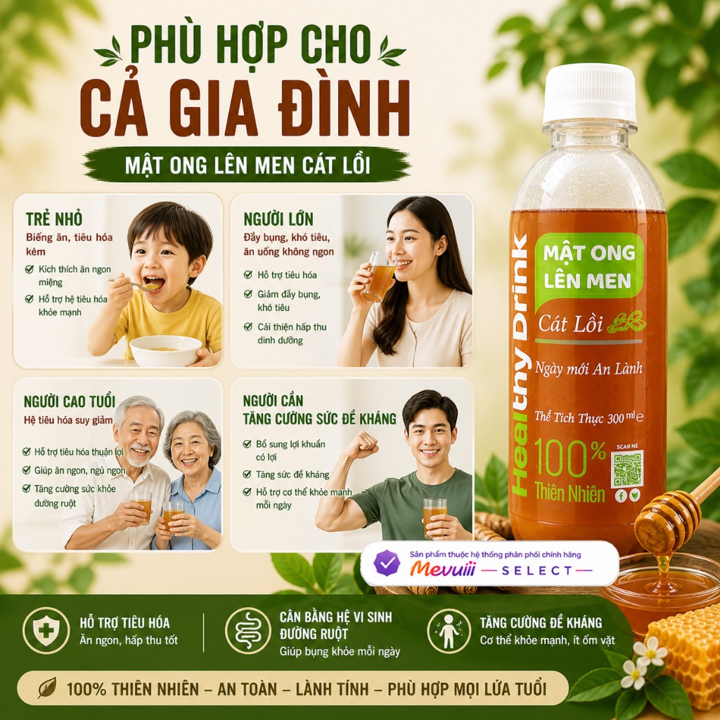 MOLM CL - Mật Ong Lên Men Ngâm Củ Cát Lồi 300ml, Hỗ Trợ Tiêu Hóa, Tăng Sức Đề Kháng, Bồi Bổ Cơ Thể
