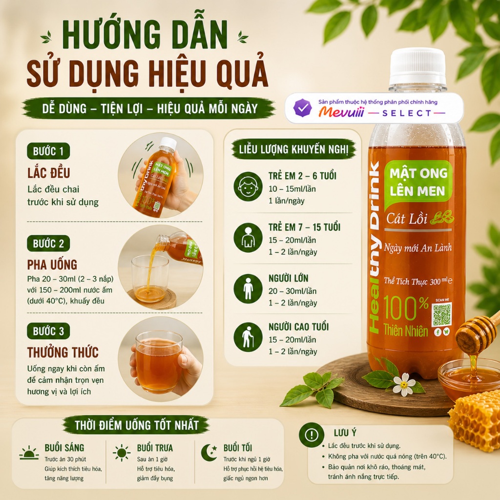 MOLM CL - Mật Ong Lên Men Ngâm Củ Cát Lồi 300ml, Hỗ Trợ Tiêu Hóa, Tăng Sức Đề Kháng, Bồi Bổ Cơ Thể