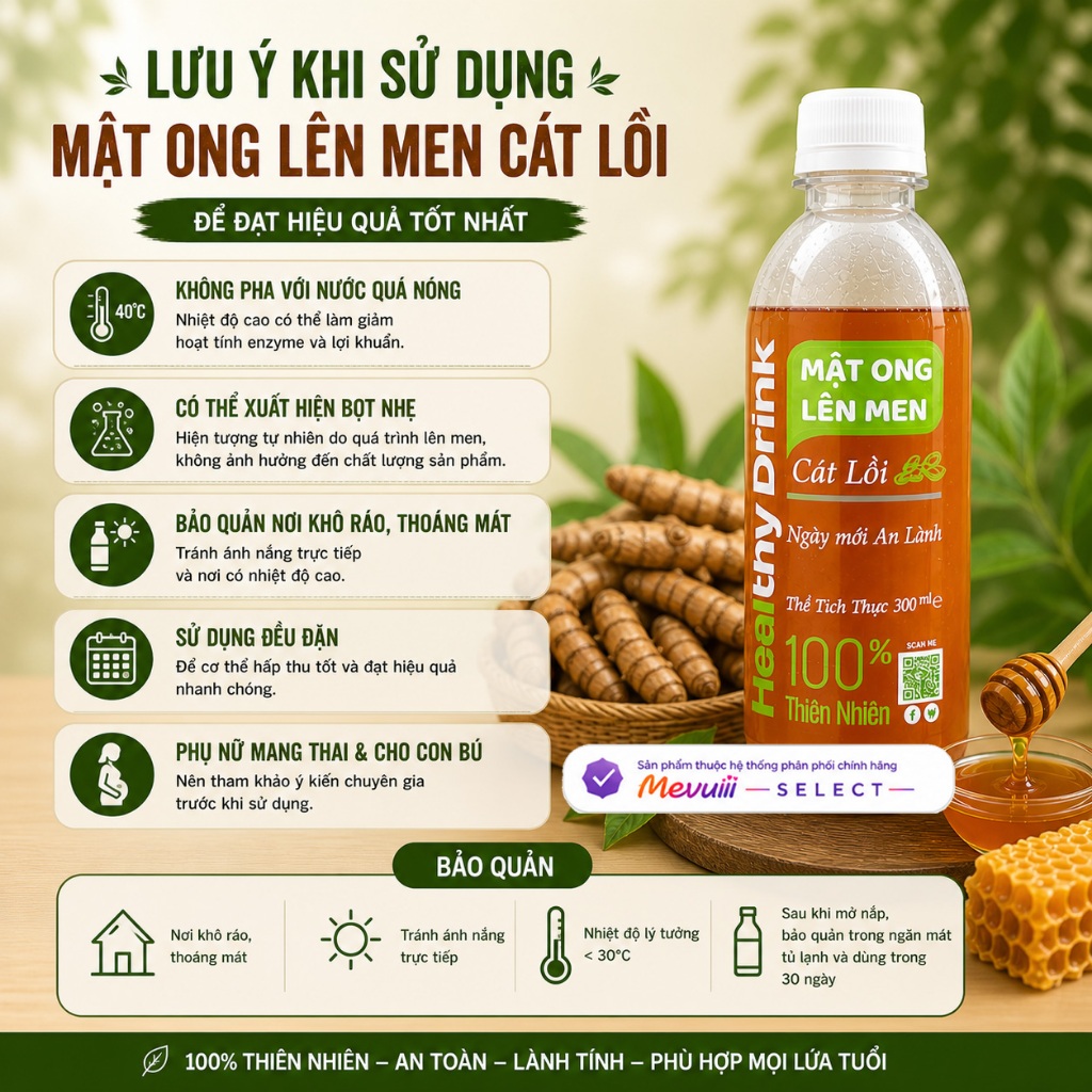 MOLM CL - Mật Ong Lên Men Ngâm Củ Cát Lồi 300ml, Hỗ Trợ Tiêu Hóa, Tăng Sức Đề Kháng, Bồi Bổ Cơ Thể