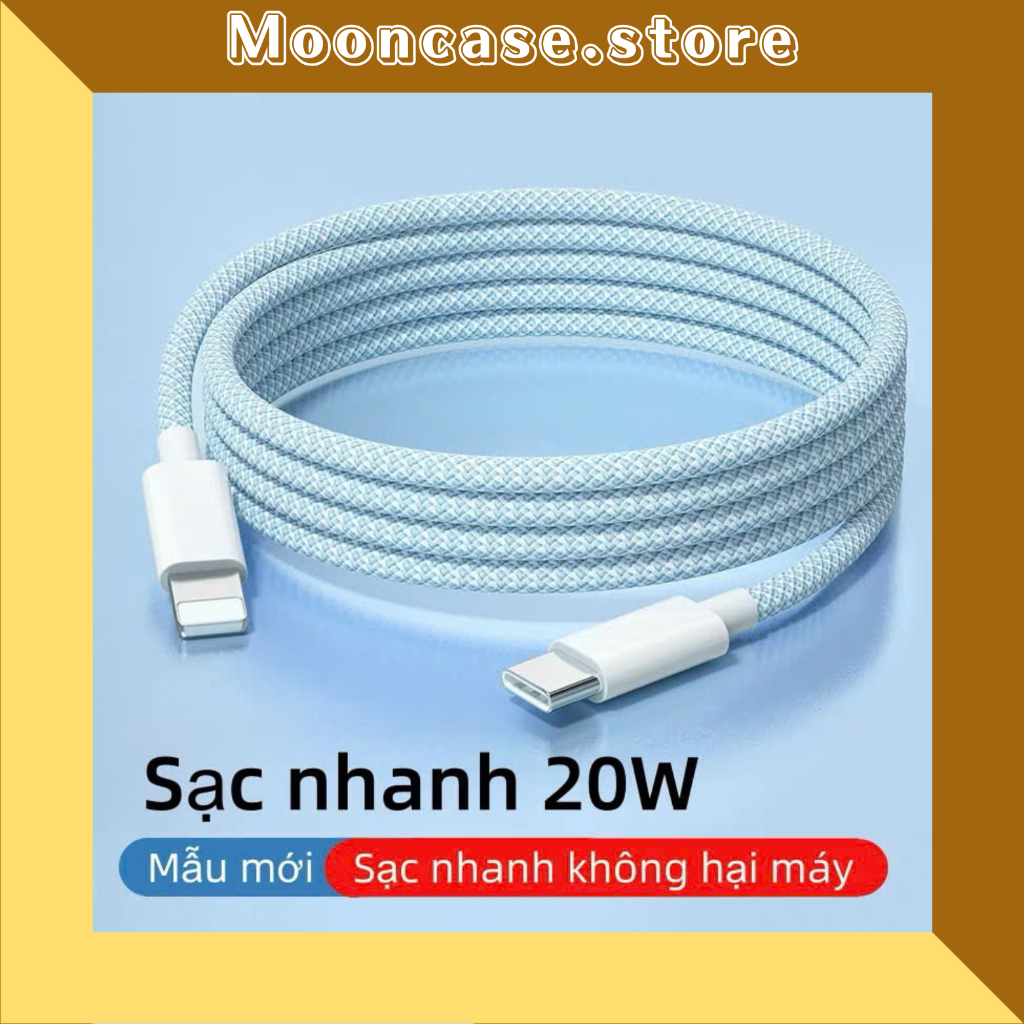 Cáp Sạc Nhanh 20W Bọc Dù Chống Đứt Nhiều Màu Cho iP 7/8/X/Xsmax/11/12/13/14/15/16/17/Plus/Promax