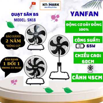 Quạt Sàn , Quạt Lửng, quạt thấp YANFAN SN18 - Động Cơ Dây Đồng 100% - Cánh 5 Lá ABS Cao Cấp - 65W - Công Suất 65W.