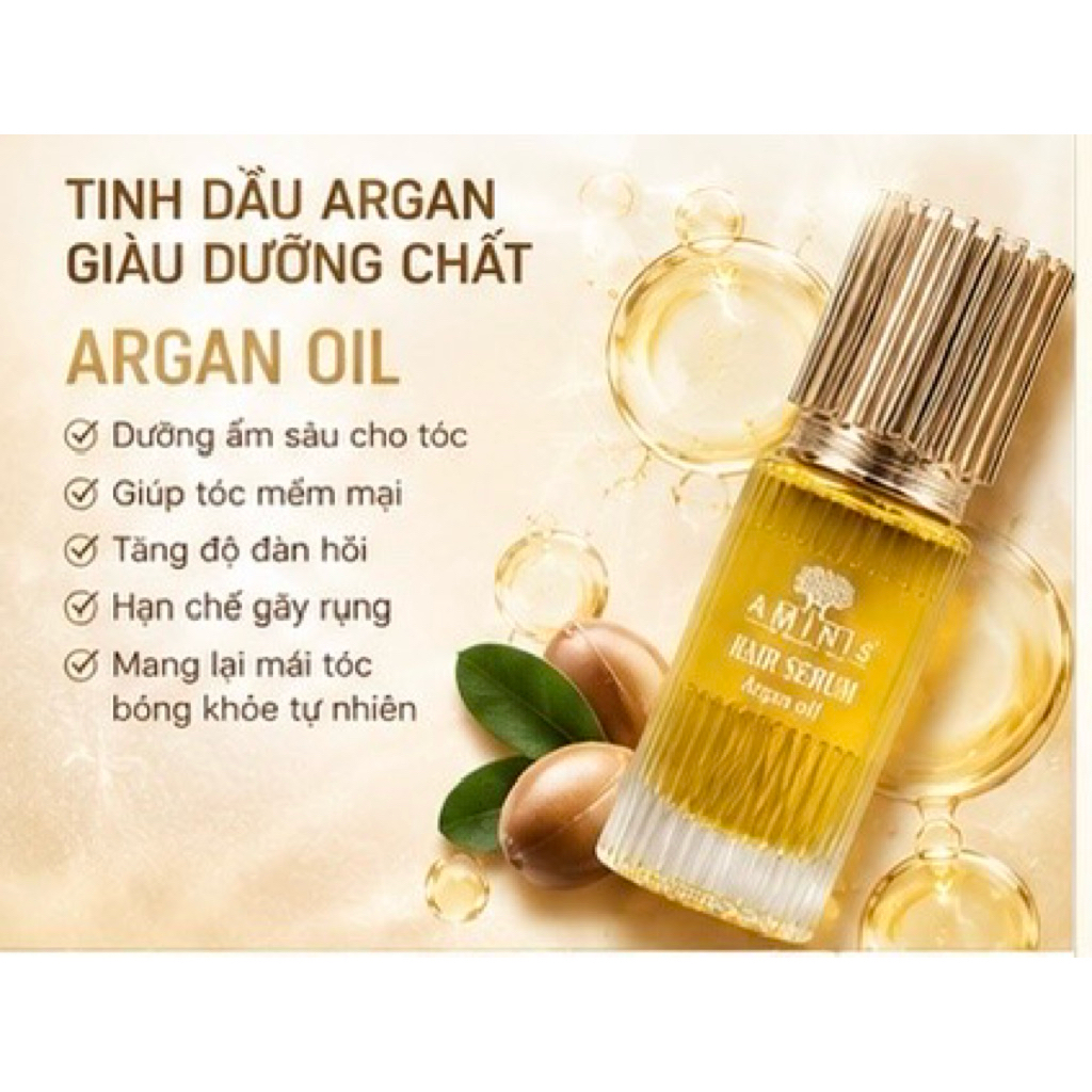 Tinh Dầu Dưỡng Tóc Argan Oil AMINIS 40ml Chính Hãng | Hair Serum Phục Hồi Tóc Khô Xơ, giảm chẻ ngọn