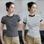 Áo Thun Babytee Cổ Tròn Viền Đen Ngắn Tay Phối Kẻ Vằn Nữ Tính Dáng Ôm Body