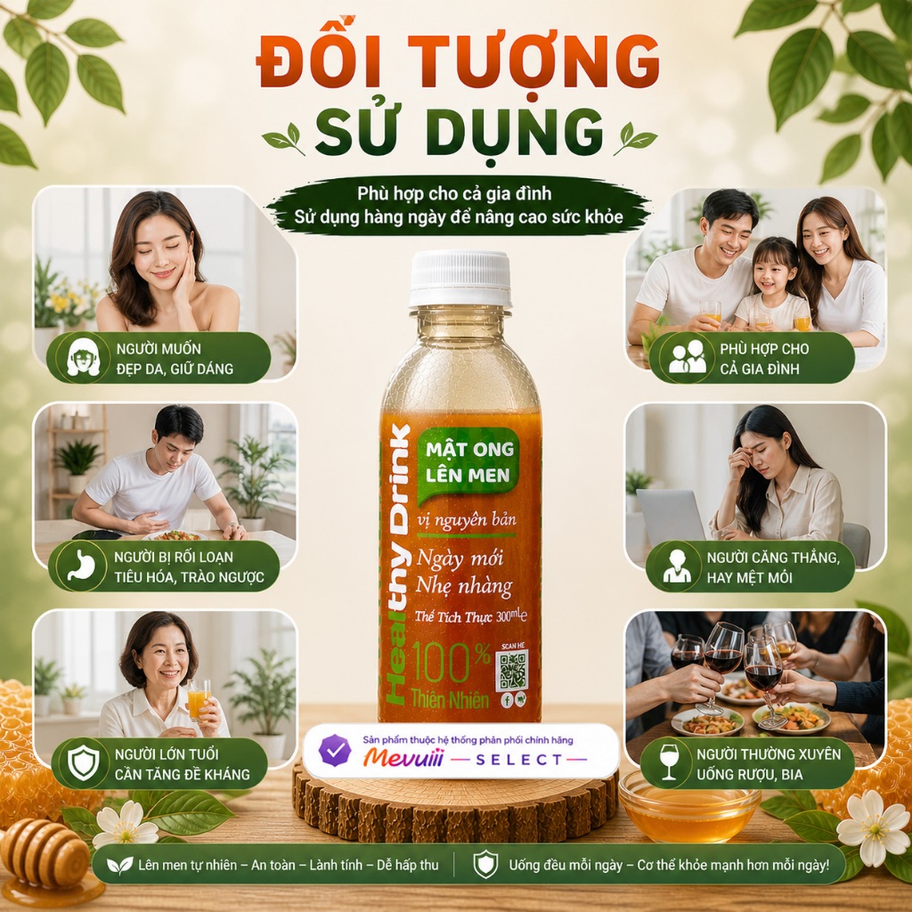 MOLM NB - Mật Ong Lên Men Tự Nhiên 300ml, Hỗ Trợ Tiêu Hóa, Đẹp Da, Tăng Đề Kháng, Lợi Khuẩn Tốt