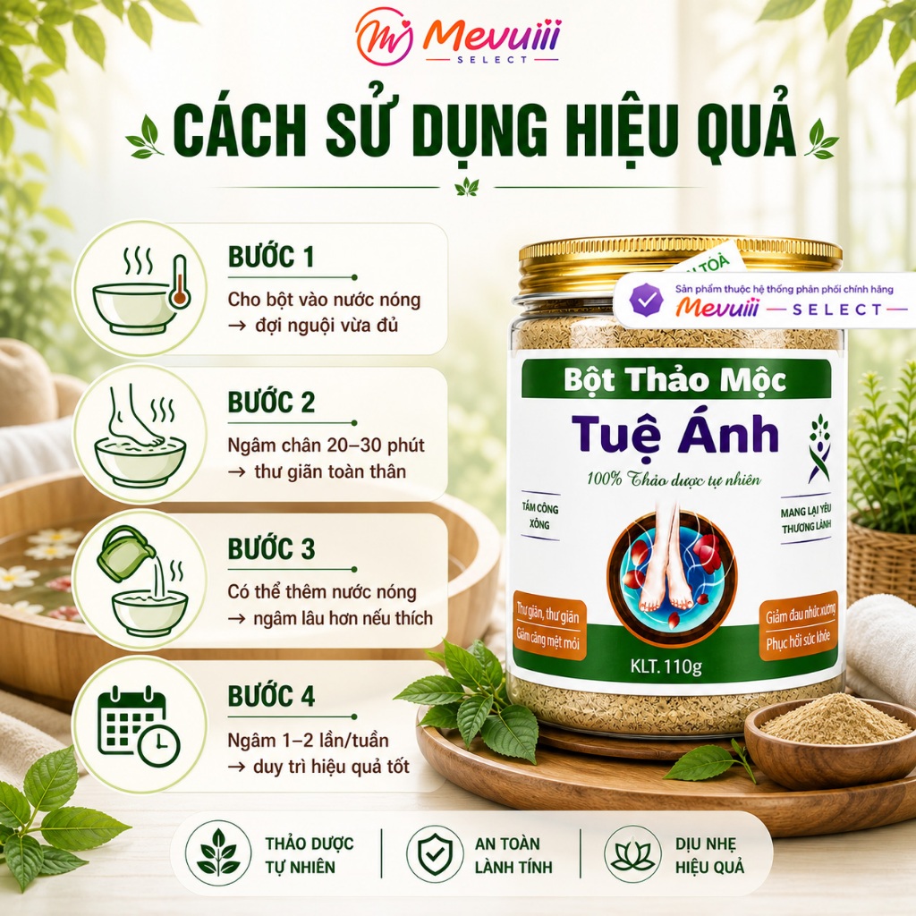 NGAM - Bột Thảo Mộc Ngâm Chân 110g, Giảm Đau Nhức, Ngủ Ngon, Làm Ấm Tay Chân, Thư Giãn Cơ Thể
