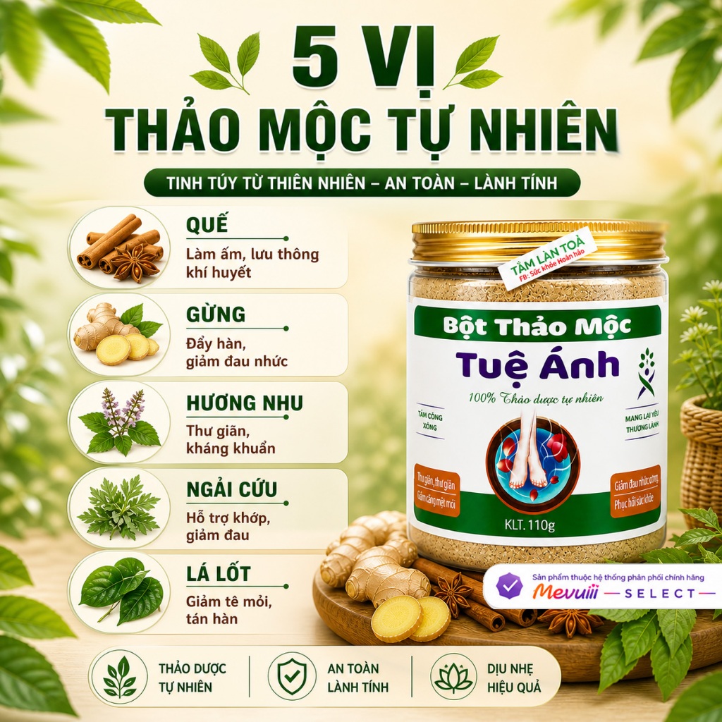 NGAM - Bột Thảo Mộc Ngâm Chân 110g, Giảm Đau Nhức, Ngủ Ngon, Làm Ấm Tay Chân, Thư Giãn Cơ Thể