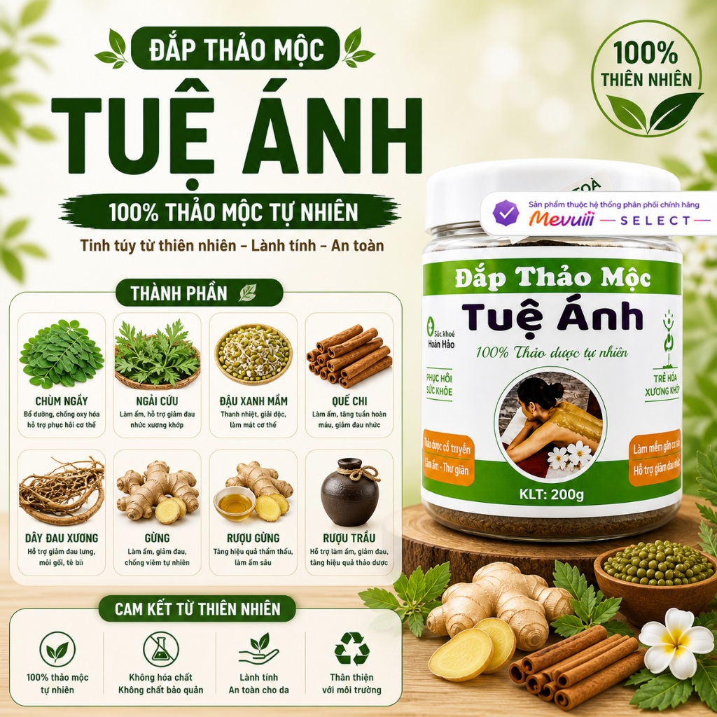 DAP - Đắp Thảo Mộc Tuệ Ánh 200g, Hỗ Trợ Giảm Đau Nhức, Căng Cơ, Cổ Vai Gáy, Thư Giãn Cơ Thể
