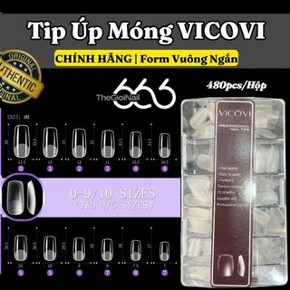 Tip Úp Móng VICOVI Form Vuông Nhám Sẵn  – 480pcs, Full Size 0–9, Tip Úp Gel Cao Cấp Chuẩn Salon THEGIOINAIL666
