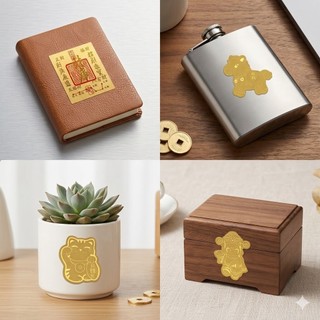 Combo 4 Miếng Dán Điện Thoại Mạ Vàng Sticker Linh Vật Phong Thủy Tài Lộc May Mắn Tem Dán Chiêu Tài Hút Lộc Bình AnCaoCấp