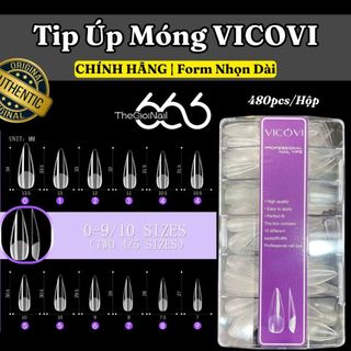 Tip Úp Móng VICOVI Form Nhọn Dài Nhám Sẵn  –  480pcs, Full Size 0–9, Tip Úp Gel Cao Cấp Chuẩn Salon THEGIOINAIL666