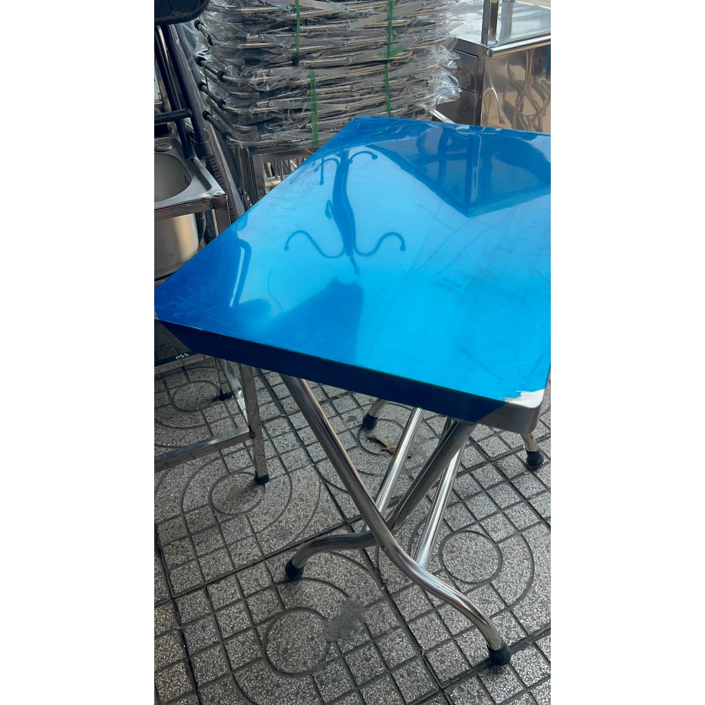 Bàn Chữ Nhật xếp gọn Inox 100% bền đẹp, chắc chắn - phù hợp bữa tiệc, nhà hàng, Gia đình