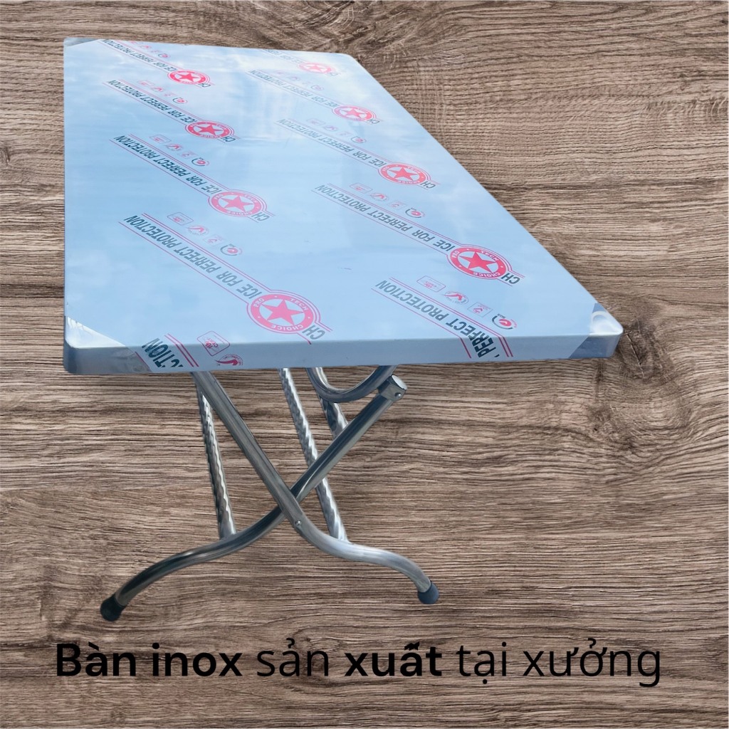 Bàn Chữ Nhật xếp gọn Inox 100% bền đẹp, chắc chắn - phù hợp bữa tiệc, nhà hàng, Gia đình