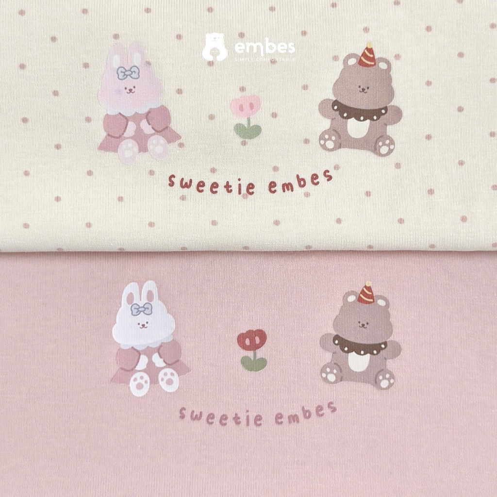 Áo Cộc Bé Gái Embes, Áo Cộc Tay Viền Bèo Phối Cổ Sen In Hình Chất Cotton Cho Bé Gái Size Từ 8-17Kg