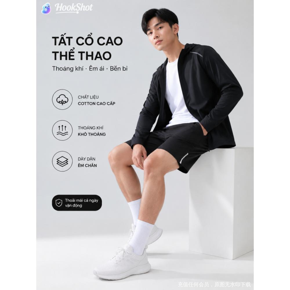 Tất nam nữ thể thao 5 đôi 10 đôi 15 đôi, dài trung ngắn, chống mùi, thấm mồ hôi, chống trượt