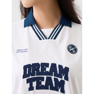 Áo thun polo nữ YODY phom Relax Dreamteam Cổ V Bo Kẻ WCPO26A030