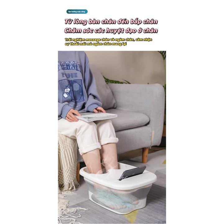 Chậu ngâm chân gấp gọn có massage huyệt chân, bồn ngâm chân di động tiện dụng, dùng cho massage chân tại nhà – 5