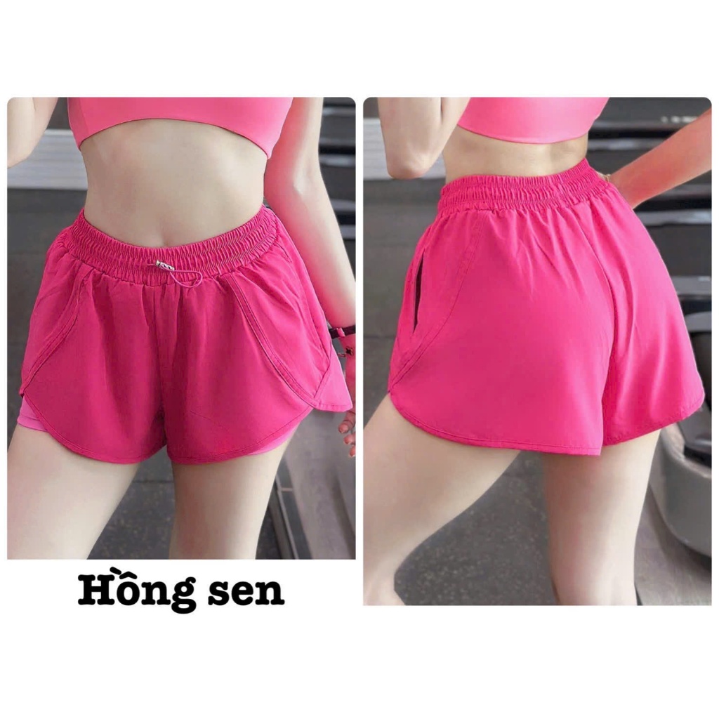 Boxer 2 Lớp Nữ Khoen Sắt Có Túi 2 Bên Chạy Bộ, Tập Gym, Pickleball, Pilates