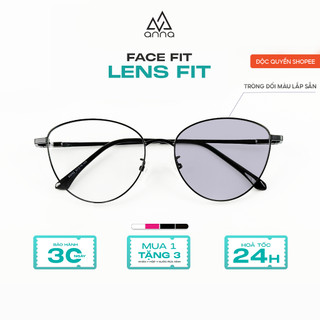 Gọng kính thời trang kèm tròng đổi màu khi ra nắng 0 độ ANNA dáng mắt mèo chất liệu kim loại 80052