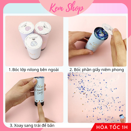 Pháo phụt giấy kim tuyến mini trang trí sinh nhật sự kiện đám cưới party - Kemshop K22