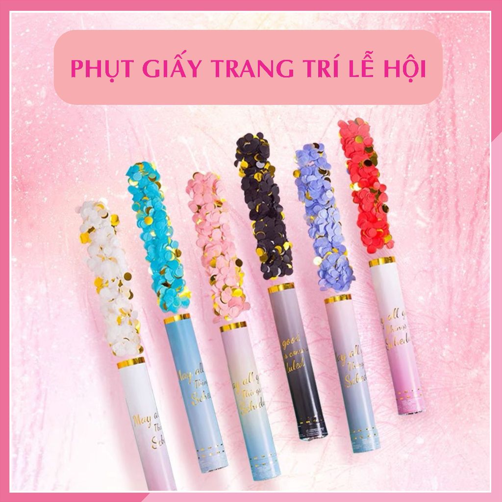 Pháo phụt giấy kim tuyến mini trang trí sinh nhật sự kiện đám cưới party - Kemshop K22