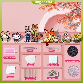 【Bộ sưu tập đồ chơi công cụ làm từ hạt Perler】Bộ DIY, bảng ghép, kim, nhíp, bàn ủi, vải hỗ trợ ủi, phụ kiện móc khóa