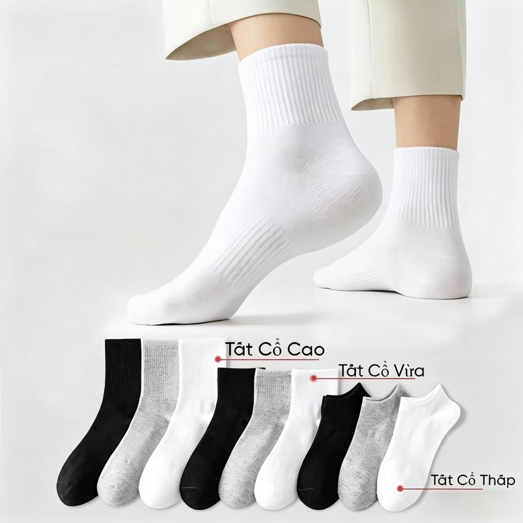 Tất nam nữ thể thao 5 đôi 10 đôi 15 đôi, dài trung ngắn, chống mùi, thấm mồ hôi, chống trượt