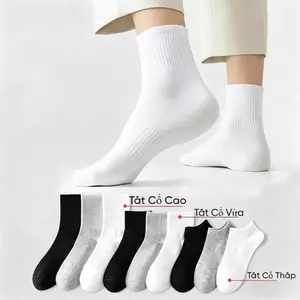 Tất nam nữ thể thao 5 đôi 10 đôi 15 đôi, dài trung ngắn, chống mùi, thấm mồ hôi, chống trượt