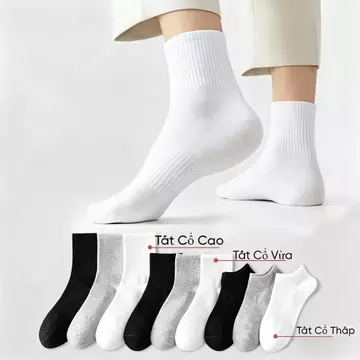 Tất nam nữ thể thao 5 đôi 10 đôi 15 đôi, dài trung ngắn, chống mùi, thấm mồ hôi, chống trượt