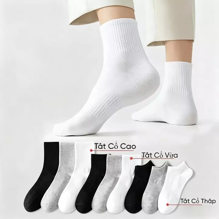 Tất nam nữ thể thao 5 đôi 10 đôi 15 đôi, dài trung ngắn, chống mùi, thấm mồ hôi, chống trượt