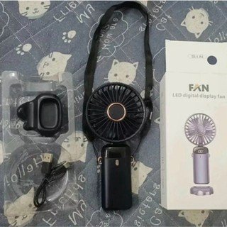 Quạt Cầm Tay Mini Idecor Store Tích Điện, Pin Sạc 10.000mAh, 5 Tốc Độ Gió Có Dây Đeo  Đèn LED