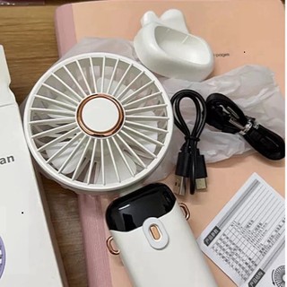 Quạt Cầm Tay Mini Idecor Store Tích Điện, Pin Sạc 10.000mAh, 5 Tốc Độ Gió Có Dây Đeo  Đèn LED