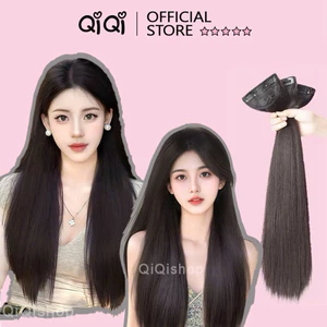 Kẹp Tóc Giả Kẹp thẳng 45-55cm, phong cách Hàn Quốc, set 3 dải làm dày tóc, tự nhiên mềm đẹp Qiqishop