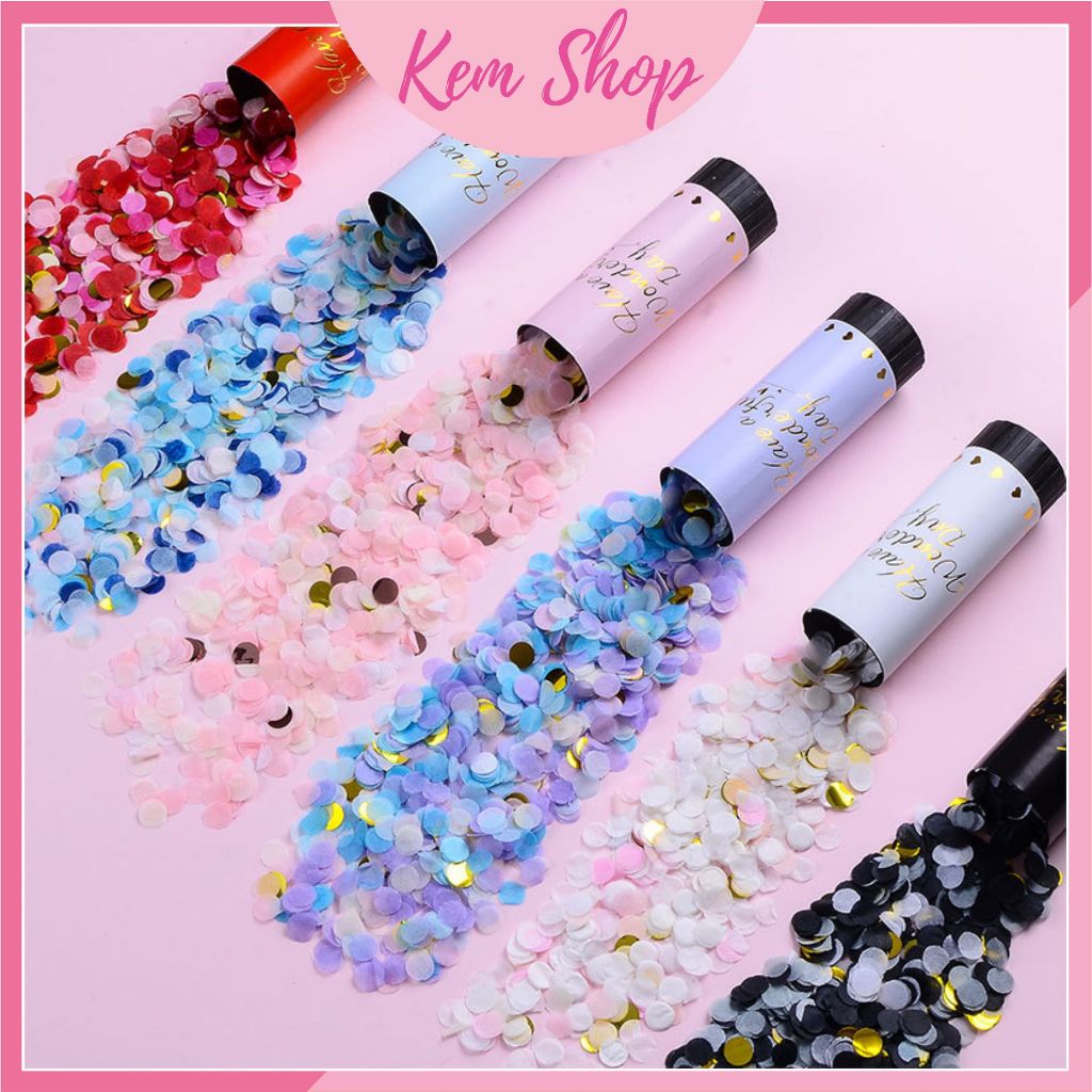 Pháo phụt giấy kim tuyến mini trang trí sinh nhật sự kiện đám cưới party - Kemshop K22