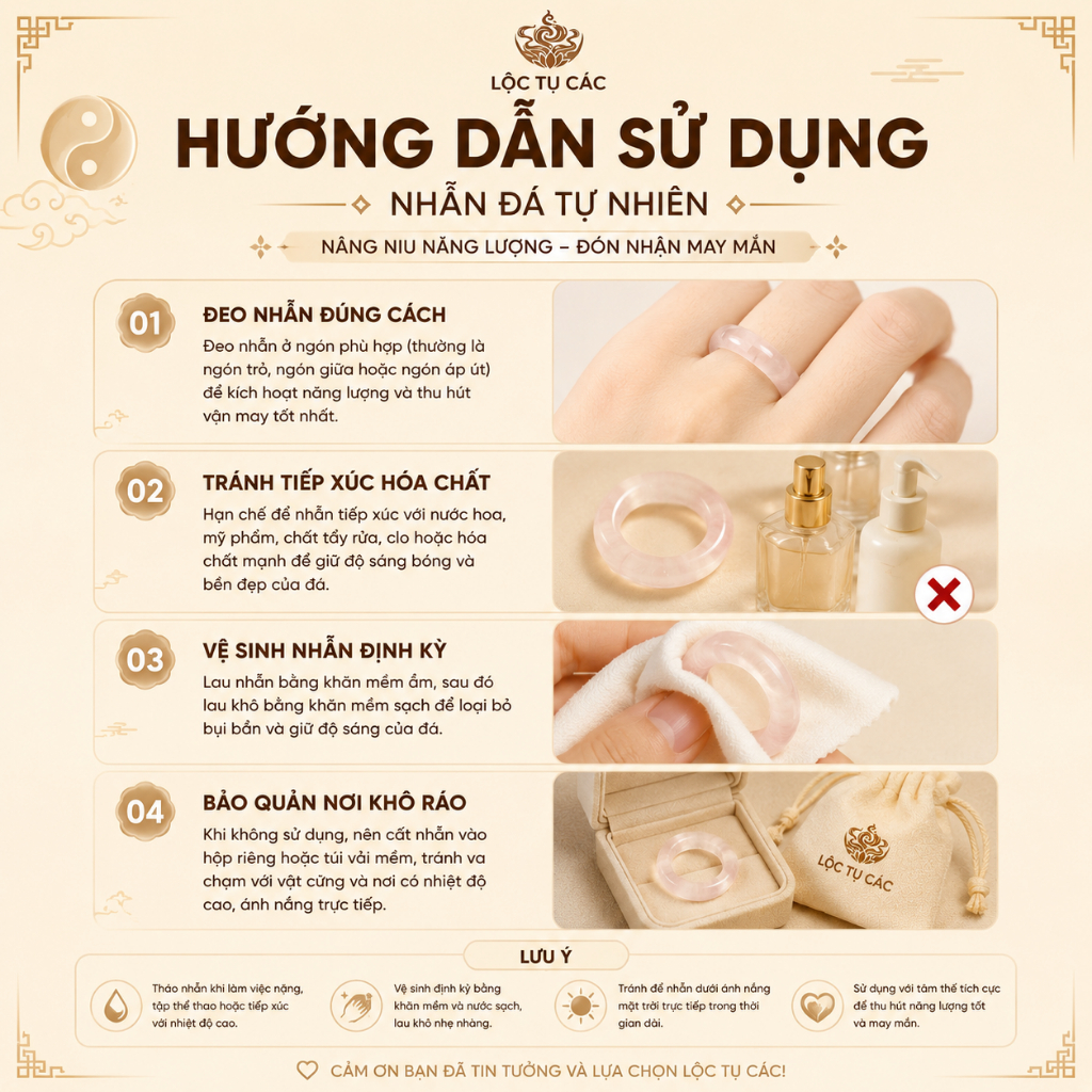 Nhẫn đá thạch anh Chalcedony phong thủy Lộc Tụ Các Madagascar chất băng - Khởi quang tinh xảo thu hút năng lượng