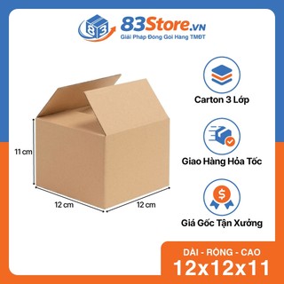 Combo 50 Hộp Carton 12x12x11cm 3 Lớp Sóng C - Thùng Carton 83Store Đóng Hàng Cứng Cáp, Mỹ Phẩm, Phụ Kiện.