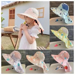 Mũ xô trẻ em kèm còi, dễ thương có còi chống nắng, Phim hoạt hình ngoài trời chống tia cực tím Mũ đi biển
