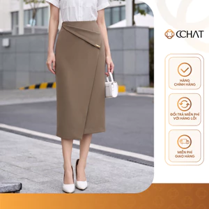 Chân Váy 𝐂𝐂𝐇𝐀𝐓 Dáng Suông Donatella Vạt Tà Chéo Chất Liệu Tuytsi Cao Cấp 16CDS2046ST