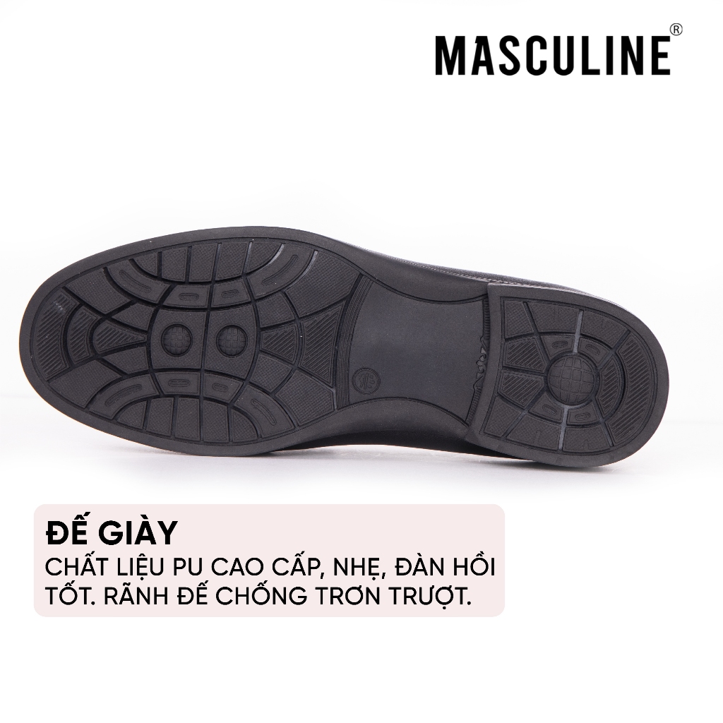 Giày lười nam da bò mềm MASCULINE GSP601 Kiểu Penny Loafer bề mặt trơn sang trọng đế chống trượt