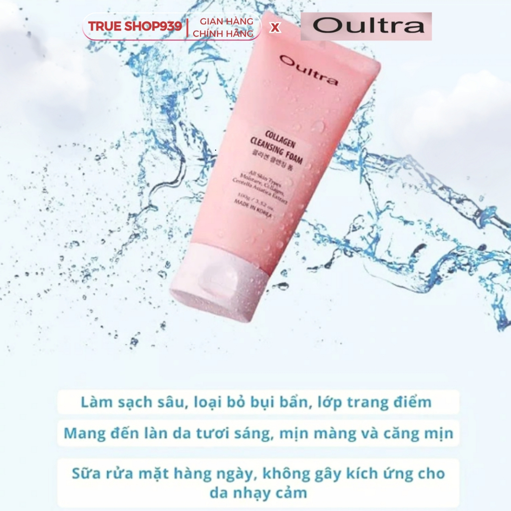 Sữa Rửa Mặt Sạch Sâu Tạo Bọt, Chiết Xuất Rau Má Dịu Nhẹ Dưỡng ẩm OULTRA Collagen 100g