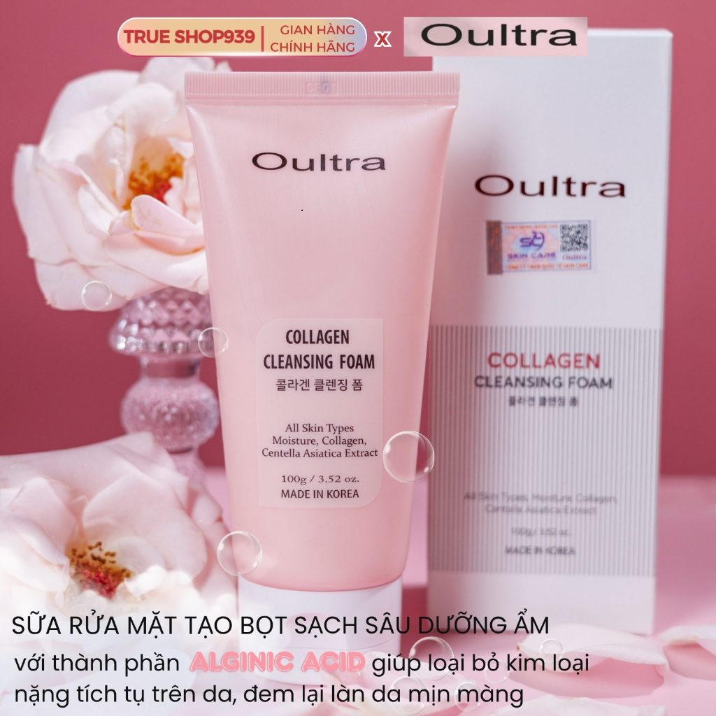 Sữa Rửa Mặt Sạch Sâu Tạo Bọt, Chiết Xuất Rau Má Dịu Nhẹ Dưỡng ẩm OULTRA Collagen 100g