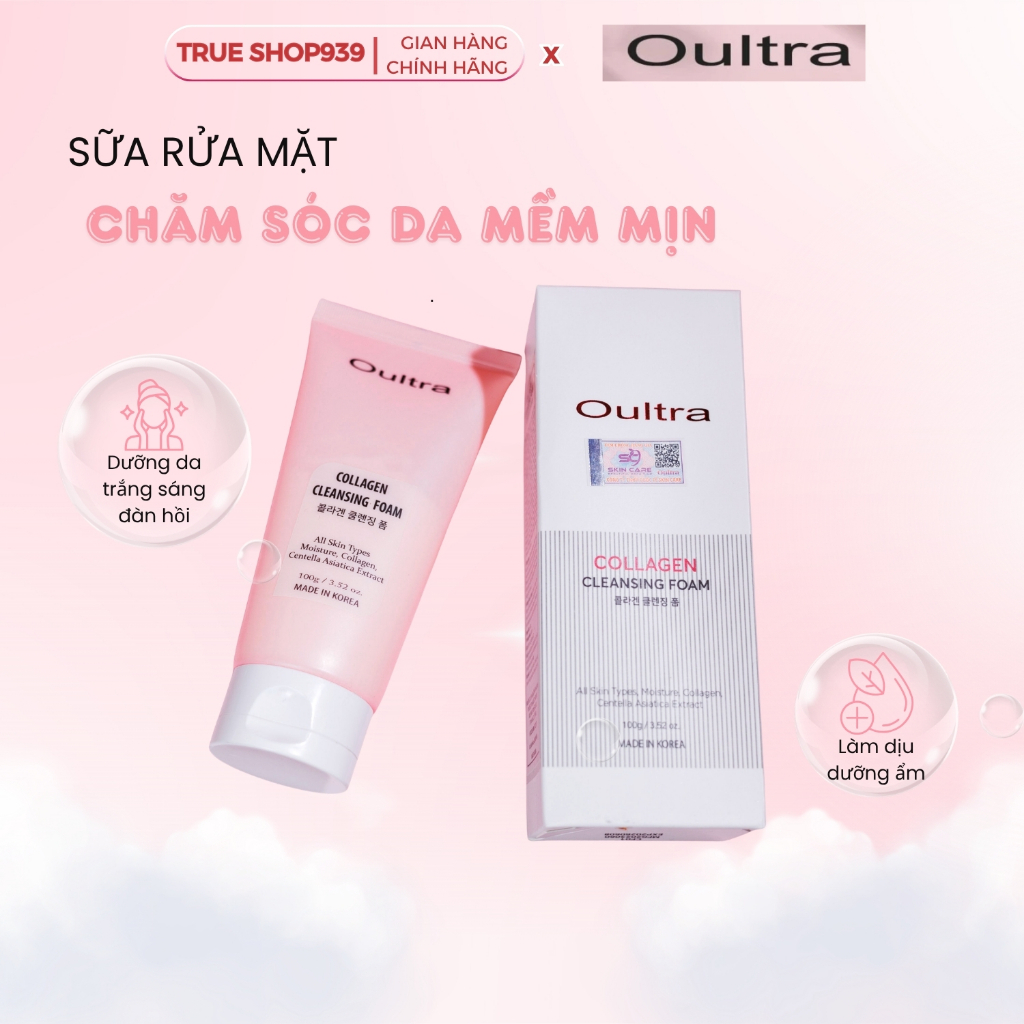 Sữa Rửa Mặt Sạch Sâu Tạo Bọt, Chiết Xuất Rau Má Dịu Nhẹ Dưỡng ẩm OULTRA Collagen 100g