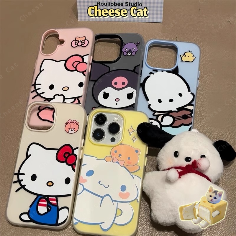 Những người bạn Kitty dễ thương Vỏ iPhone cho iPhone 13 12 11 14 Plus 15 16 17 Pro Max Xs XR Ốp điện thoại màu mờ