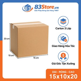 Combo 50 Hộp Carton 15x10x20cm 3 Lớp Sóng C - Thùng Carton 83Store Đóng Hàng Cứng Cáp, Mỹ Phẩm, Phụ Kiện.