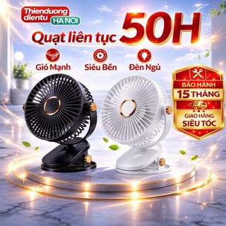 Quạt để bàn mini tích điện 5 mức độ có đèn led pin 5000 MHA Và 10000 MHA