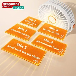 Quạt để bàn mini tích điện 5 mức độ có đèn led pin 5000 MHA Và 10000 MHA